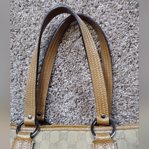 Gucci GG Medium Beige Marmont Monogram Leather Canvas Tote Bag - Picture 7 of 16